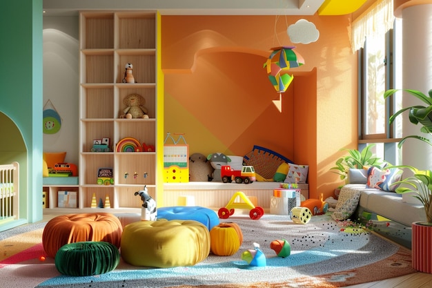 Heldere en kleurrijke speelkamer voor kinderen