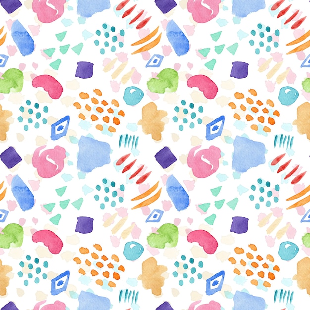 Heldere naadloze aquarel patroon met kleur vlekken druppels en lijnen voor textielontwerp