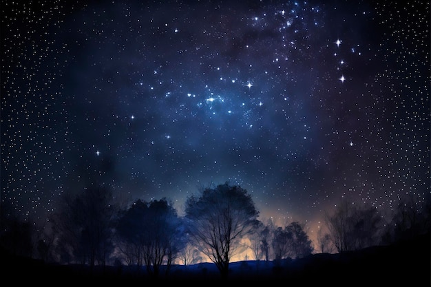 Heldere nachtelijke hemel met patronen van sterren en sterrenstelsels