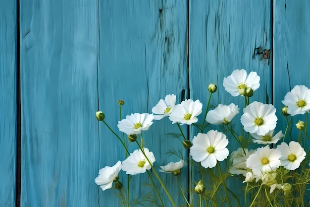 heldere wilde bloemen op de achtergrond van geschilderde houten planken