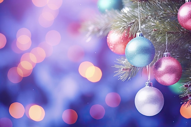 Heldergekleurde achtergrond met ballonnen, nieuwjaars- en kerstruimte voor tekstbanner