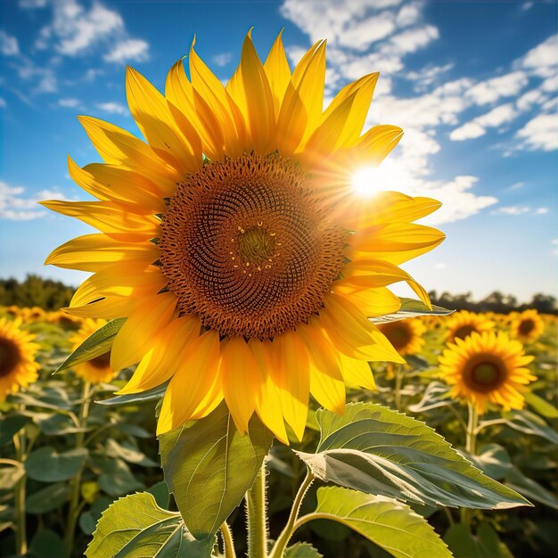 Heldergele zonnebloem gegenereerd door AI