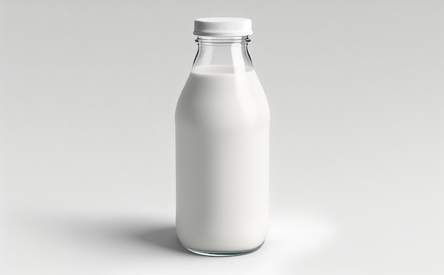 helderglazen fles gevuld met melk voor mockup