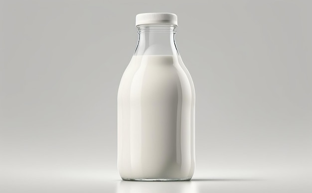 helderglazen fles gevuld met melk voor mockup