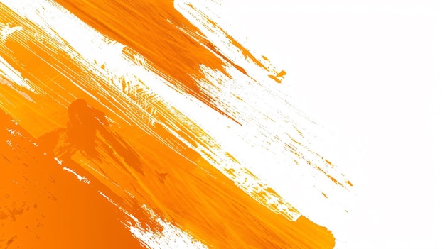 Helderoranje en witte abstracte aquarel penseelstreken
