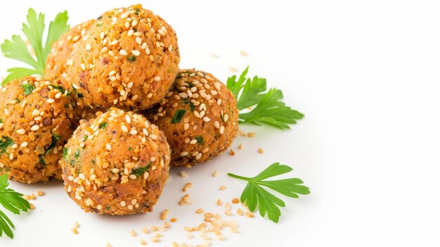 Foto hele en halve falafel geïsoleerd op een witte achtergrond generatieve ai