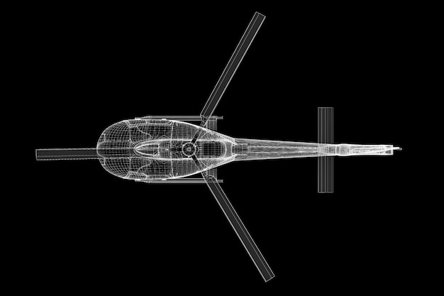 helicopter, 3d model, body structure , wire model