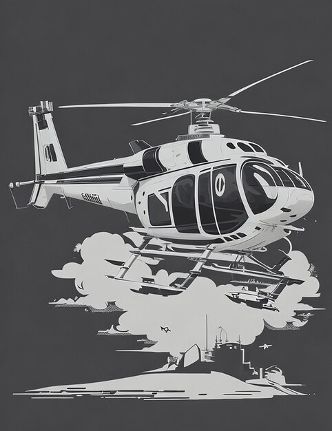 helicopter Ai image for tshirt design