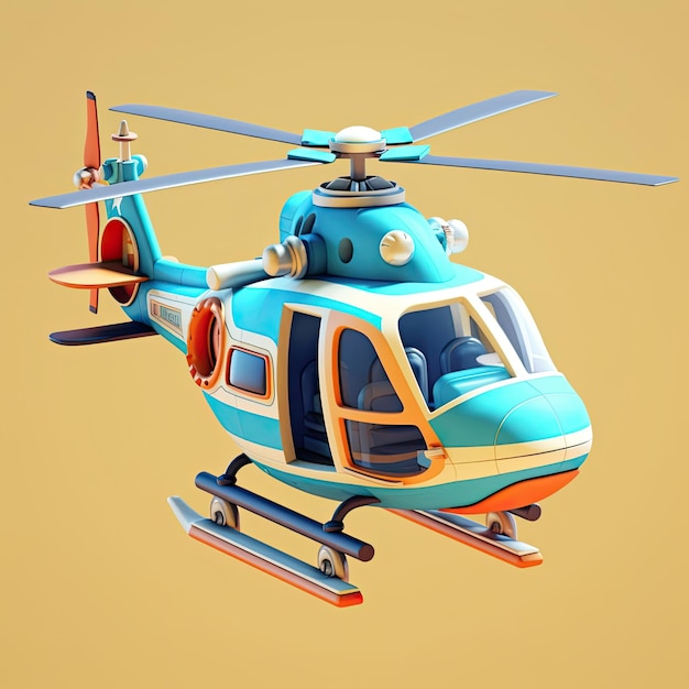 Photo helicopter d cartoon illustration generative ai