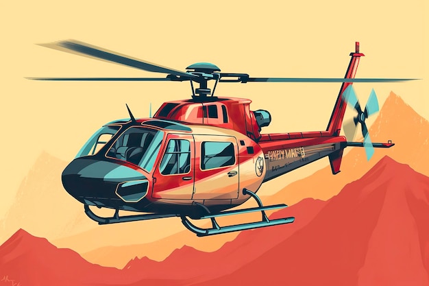 Photo helicopter illustration transportation illustration generative ai