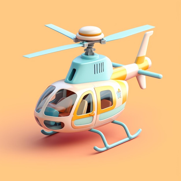 Photo a helicopter with a blue and yellow paint on the front