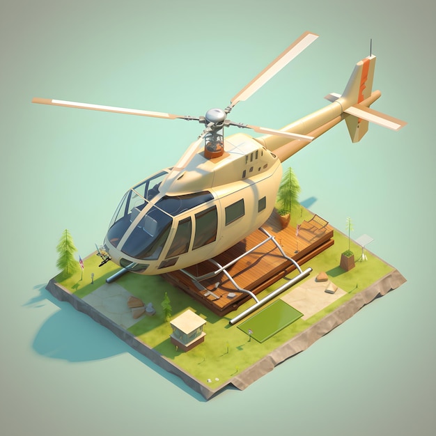 Photo a helicopter with a green base
