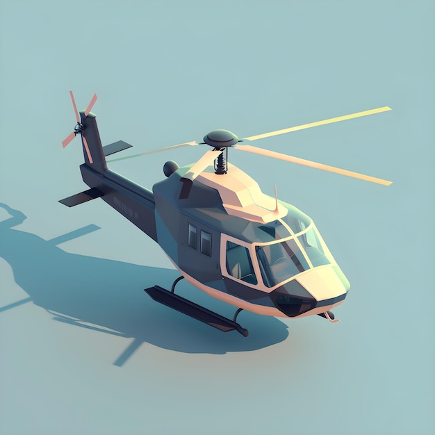 A helicopter with isometric style