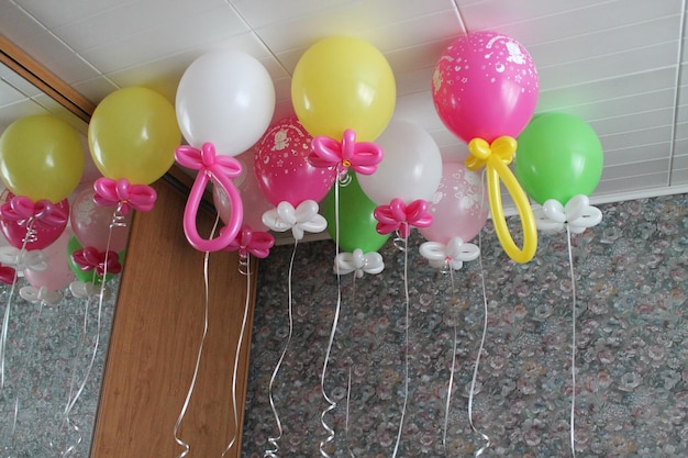 Helium balloons colorful balloons under the ceiling