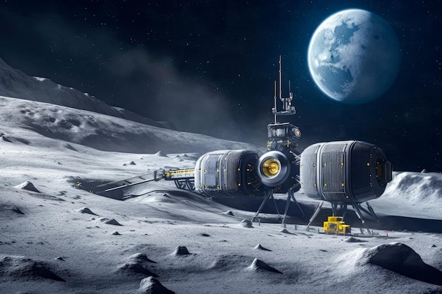 Helium3 Space Mining Robot on the Moon