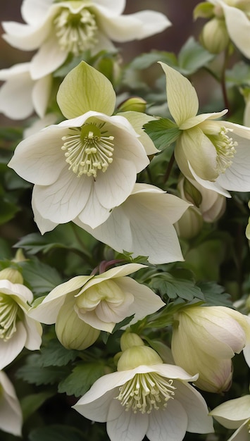 Helleborus orientalis aposWhite Ladyapos 크림색  꽃 을 가진 겨울 꽃 을 피우는 헬레보레