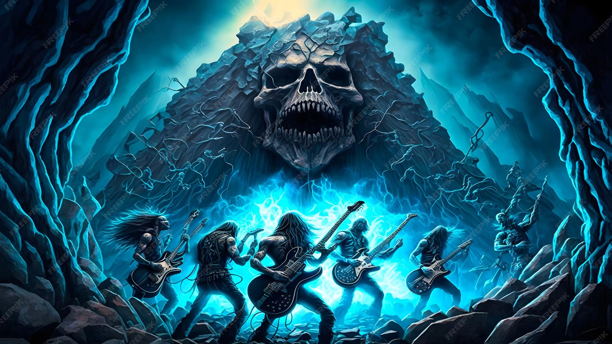 Premium Photo Hellish Heavy Metal Rock Musicians Band With Electric premium-photo-hellish-heavy-metal-rock-musicians-band-with-electric