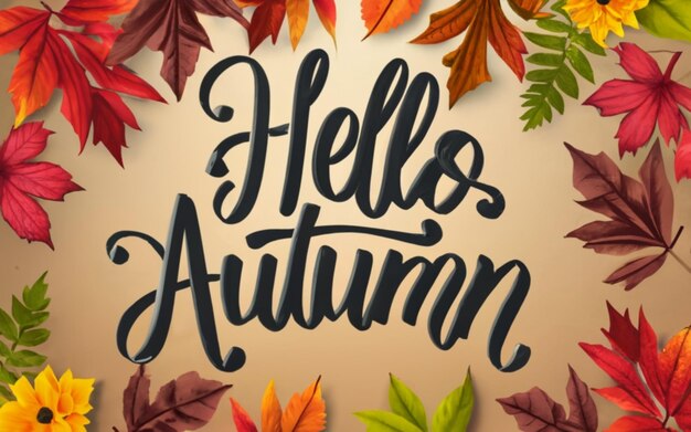 Photo hello autumn lettering with photo