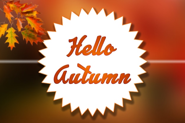 Photo hello autumn orange and yellow colors background illustration