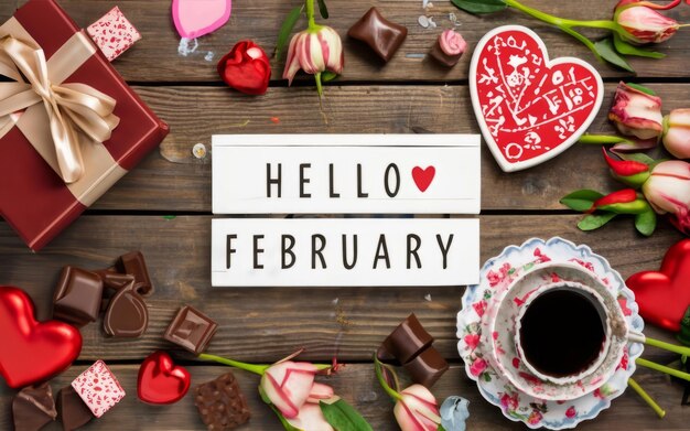 Hello February greeting card