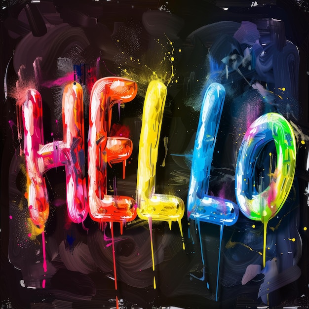 Hello Rainbow Text Greeting Spectrum Word Welcome Lettering Hello Message Concept