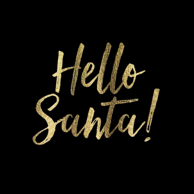 Hello santa festive christmas phrase in sparkling golden glitter text