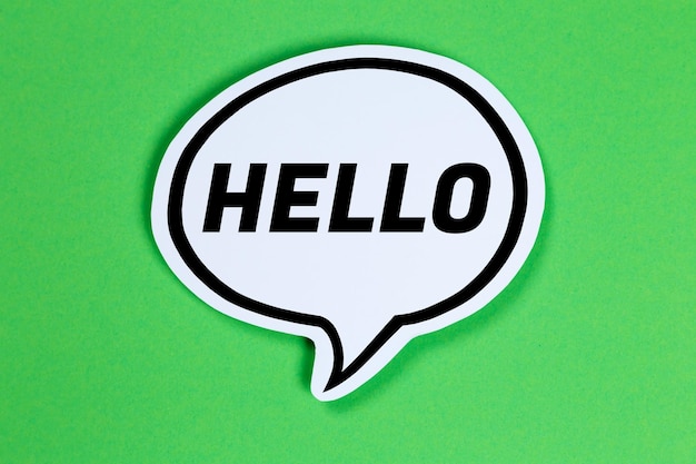 Hello speech bubble communication concept talking saying