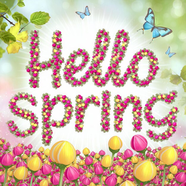 Hello Spring Greeting Poster Banner Conceptual Design