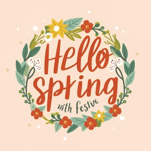 Photo hello spring with festive typography