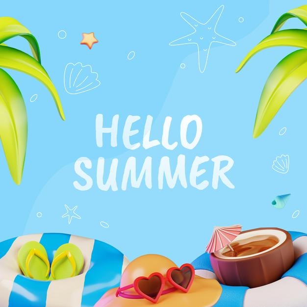 Hello Summer illustratie met 3D-iconen