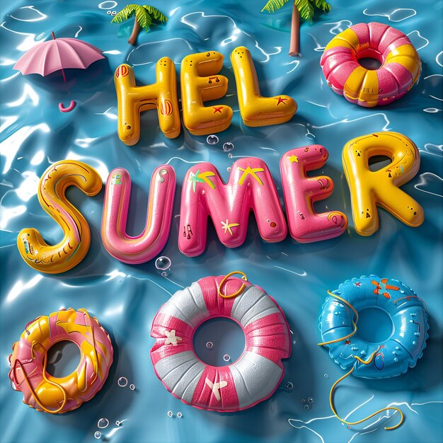 Photo hello summer text summer letters for design happy summer discount sale post summer background