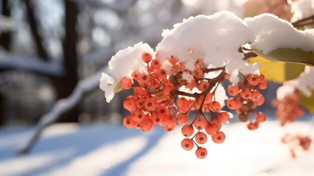 Hello winter guelder rose tree AI generated image