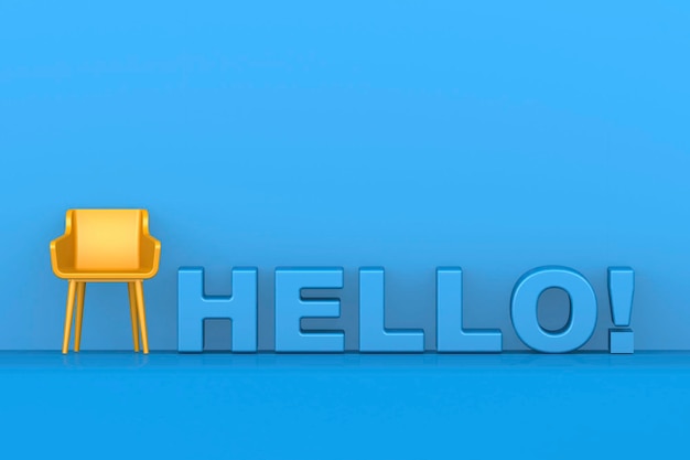 Hello word with yellow chair
