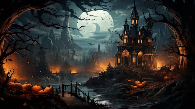 helloween pumpkin castle background
