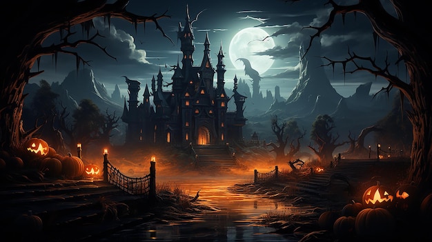 helloween pumpkin castle background