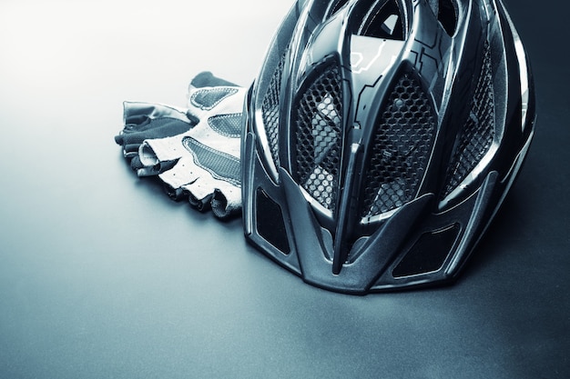 Helmet and gloves - bicycle accessories