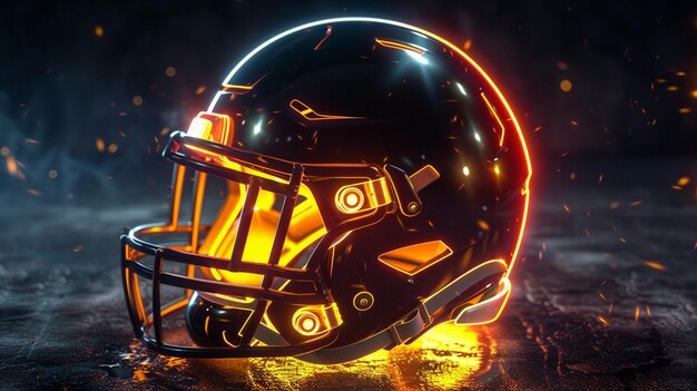 Photo a helmet with a glowing orange glow and the words  football  on the side