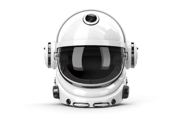 Photo helmet with raised visor on white background