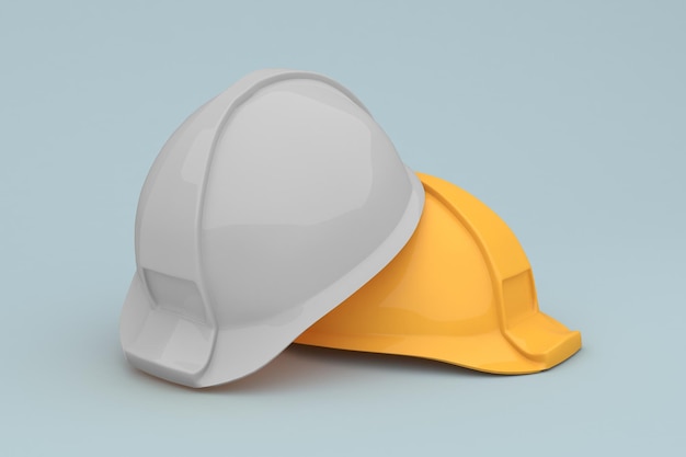 Helmets Front Side Isolated In Blue Background