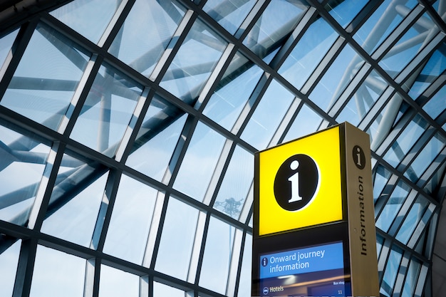 Help desk, Information sign at airport for tourist