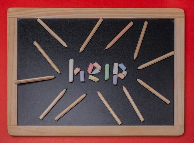 Help word written incoloured chalk on a black chalkboard