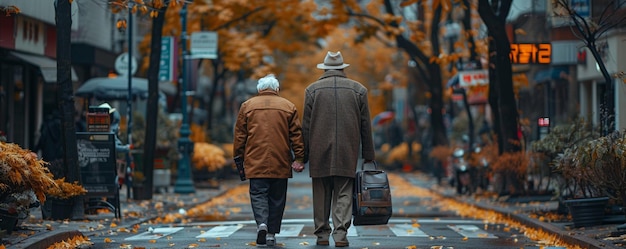 Photo helping an elderly person cross the street ar 52 wallpaper