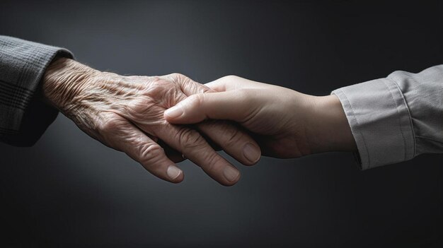 Photo helping hands care for the elderly concept