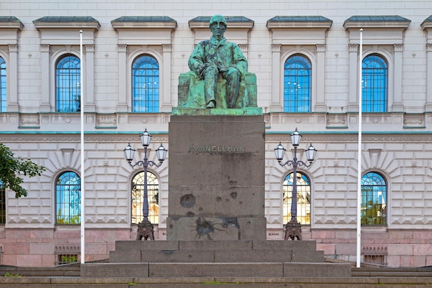 Helsinki Finland June 18 2019 Bronze statue of Johan Vilhelm Snellman created by Emil Wikstrom in 1923