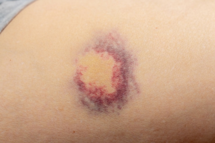 Photo hematoma on a woman's body as a result of violence