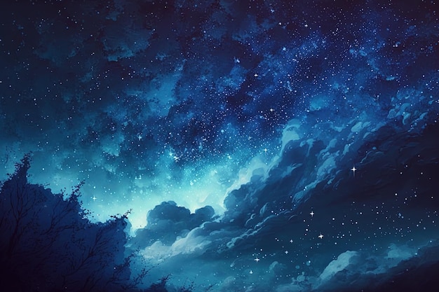Hemel met sterren en een gradatie van blauw