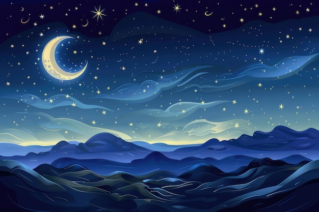Hemel nacht sterren en maan islamitische nacht