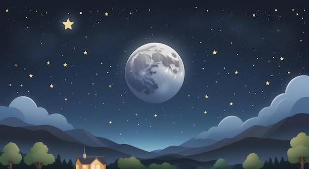 Hemelse elegantie Maan op de nachtelijke hemel achtergrond illustratie