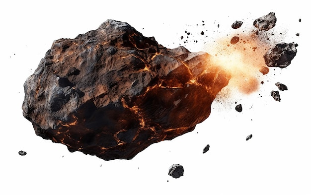 Hemelse inslag massieve asteroïden komeet of meteoriet geïsoleerd op wit