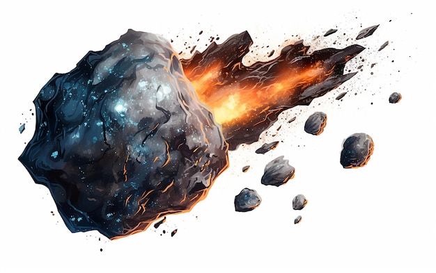 Foto hemelse inslag massieve asteroïden komeet of meteoriet geïsoleerd op wit